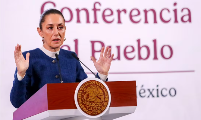 Claudia Sheinbaum reitera postura ante aranceles de Trump y asegura que México está listo para apoyar a deportados Captura de pantalla del 15 de enero de 2025.