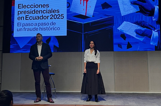 XVII Congreso de Comunicación Política: Luisa González expone la crisis democrática en Ecuador Captura de pantalla del sitio web Sufragio.